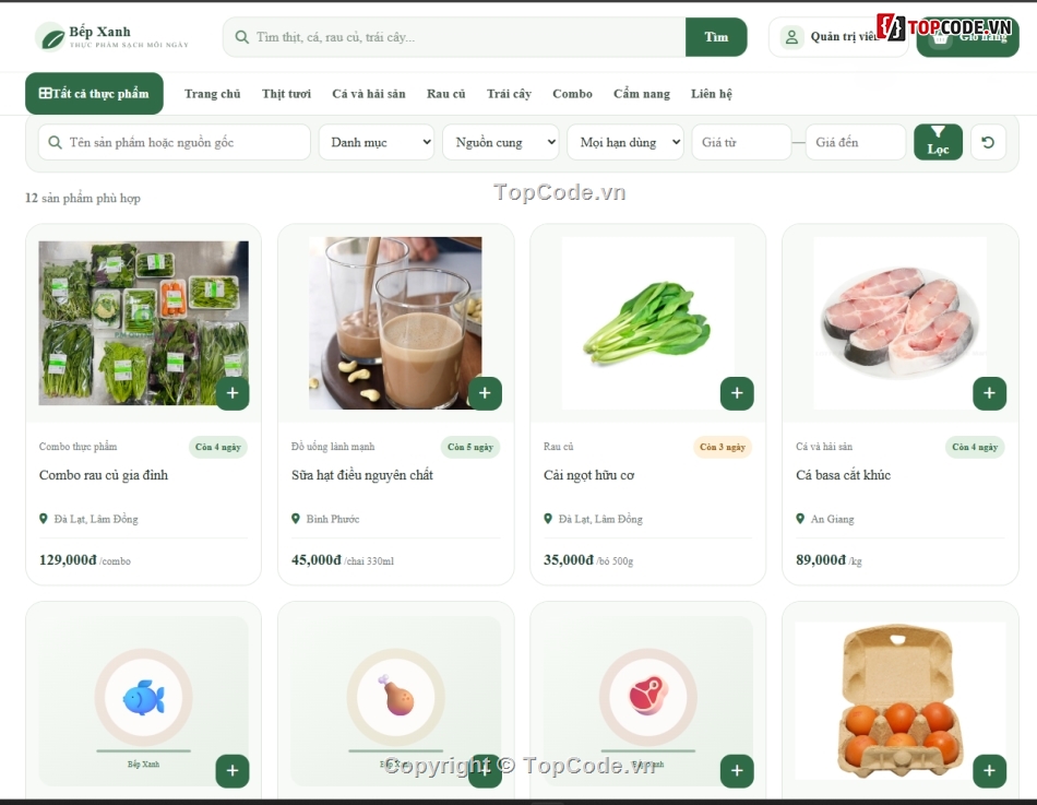 Web ẩm thực,bán thực phẩm,thực phẩm sạch